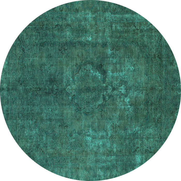 Round Machine Washable Abstract Turquoise Modern Area Rugs, wshabs1281turq