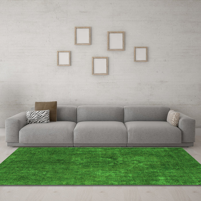 Machine Washable Abstract Green Modern Area Rugs in a Living Room,, wshabs1281grn