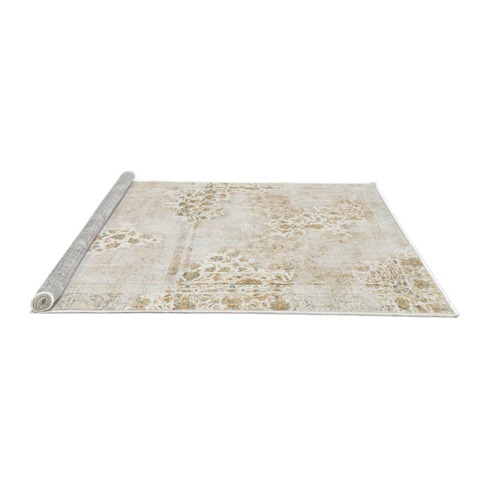 Sideview of Machine Washable Abstract White Chocolate Beige Rug, wshabs1282