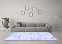 Machine Washable Abstract Blue Modern Rug, wshabs1282blu