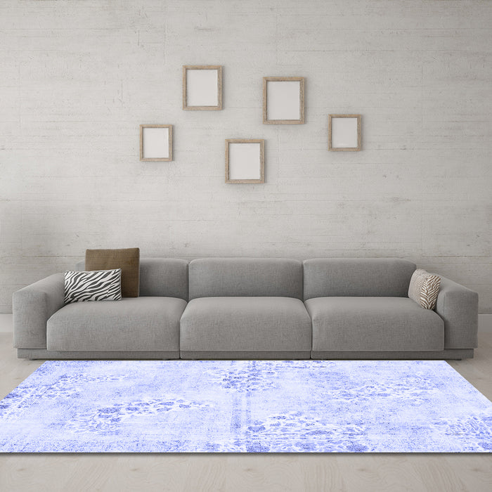 Machine Washable Abstract Blue Modern Rug in a Living Room, wshabs1282blu