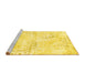 Sideview of Machine Washable Abstract Yellow Modern Rug, wshabs1282yw