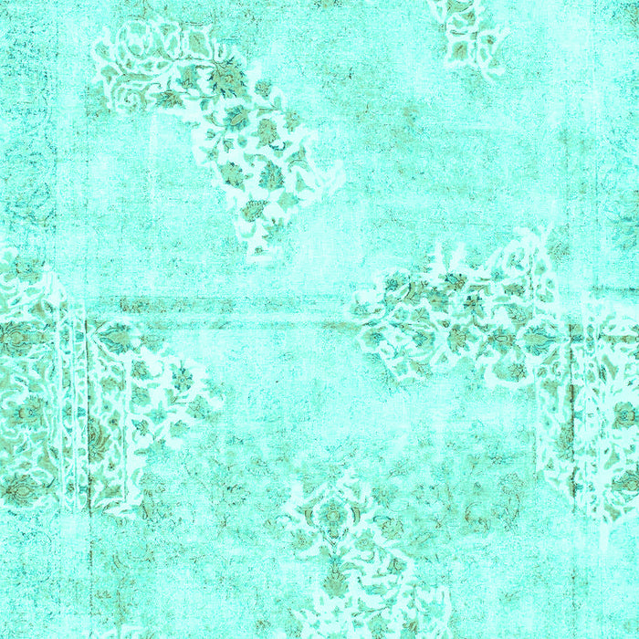 Machine Washable Abstract Turquoise Modern Area Rugs, wshabs1282turq
