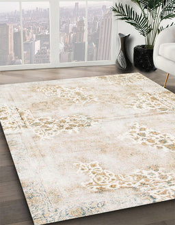 Abstract White Chocolate Beige Modern Rug in Family Room, abs1282