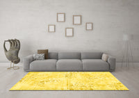 Machine Washable Abstract Yellow Modern Rug, wshabs1282yw