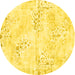 Round Abstract Yellow Modern Rug, abs1282yw