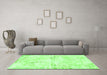 Machine Washable Abstract Green Modern Area Rugs in a Living Room,, wshabs1282grn