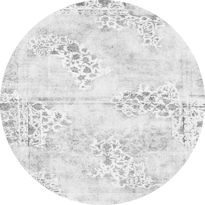 Round Machine Washable Abstract Gray Modern Rug, wshabs1282gry