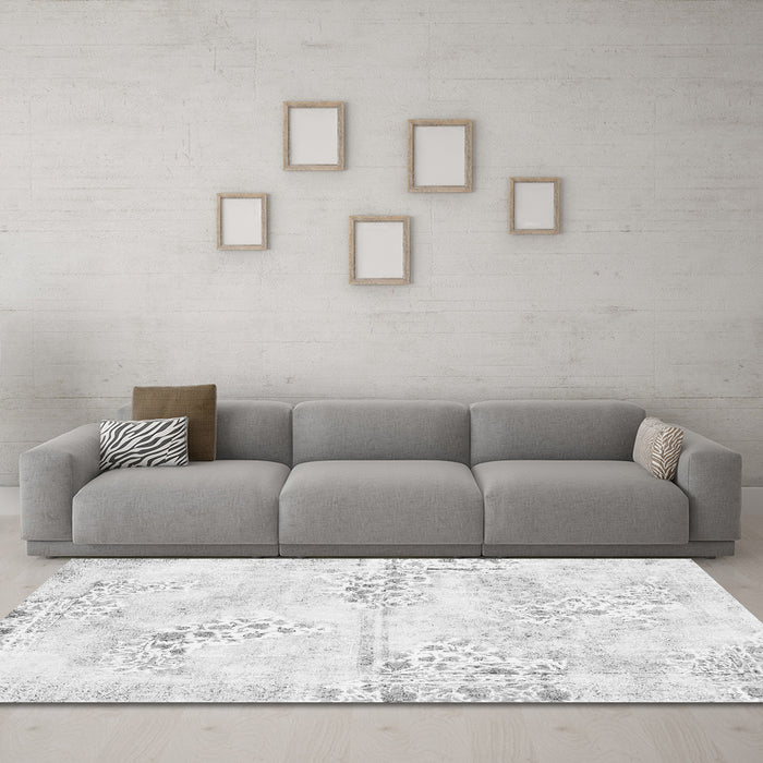 Machine Washable Abstract Gray Modern Rug in a Living Room,, wshabs1282gry