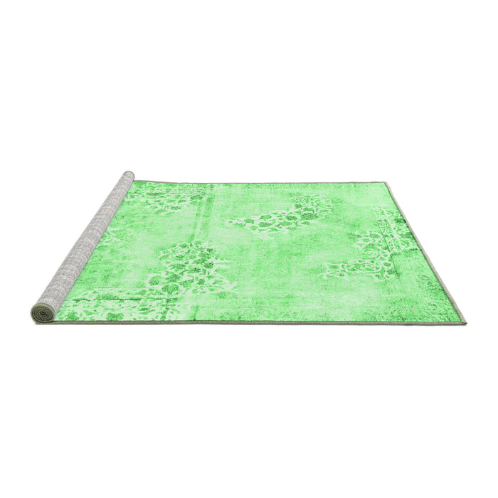 Sideview of Machine Washable Abstract Emerald Green Modern Area Rugs, wshabs1282emgrn