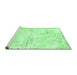 Sideview of Machine Washable Abstract Emerald Green Modern Area Rugs, wshabs1282emgrn