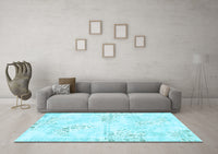 Machine Washable Abstract Light Blue Modern Rug, wshabs1282lblu