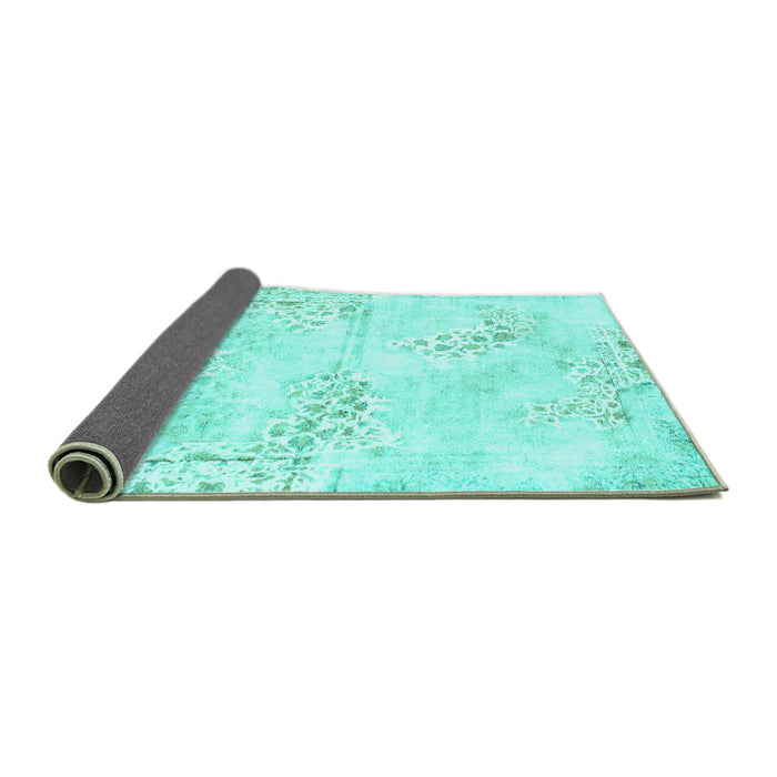 Sideview of Abstract Turquoise Modern Rug, abs1282turq