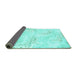 Sideview of Abstract Turquoise Modern Rug, abs1282turq