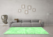 Machine Washable Abstract Emerald Green Modern Area Rugs in a Living Room,, wshabs1282emgrn