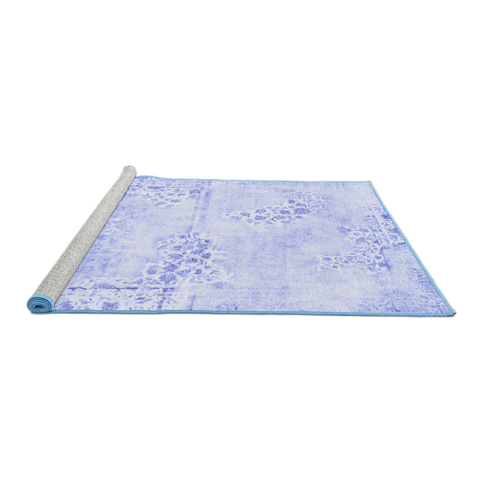 Sideview of Machine Washable Abstract Blue Modern Rug, wshabs1282blu