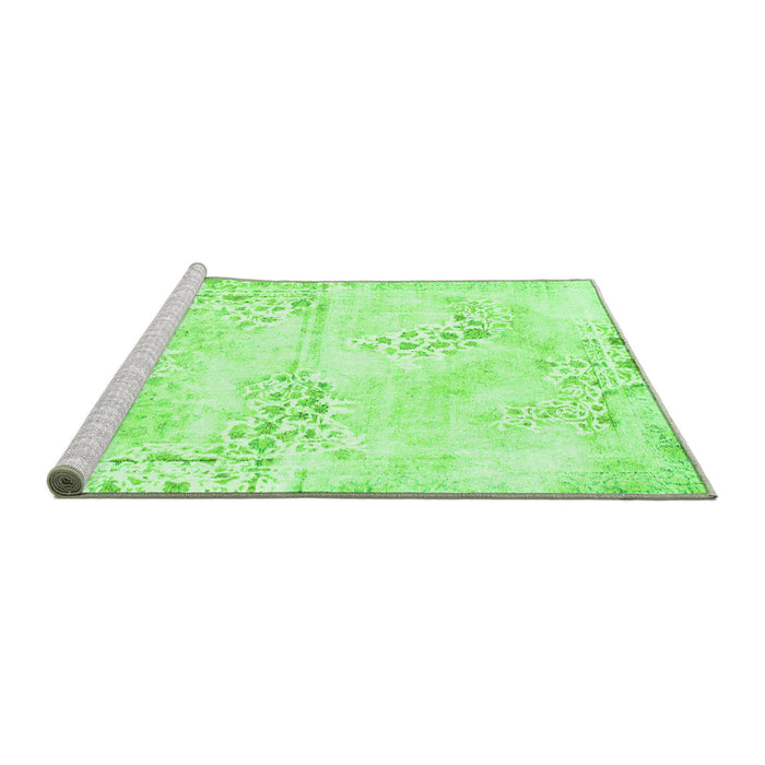 Sideview of Machine Washable Abstract Green Modern Area Rugs, wshabs1282grn