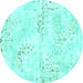 Round Abstract Turquoise Modern Rug, abs1282turq