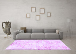 Machine Washable Abstract Purple Modern Area Rugs in a Living Room, wshabs1282pur
