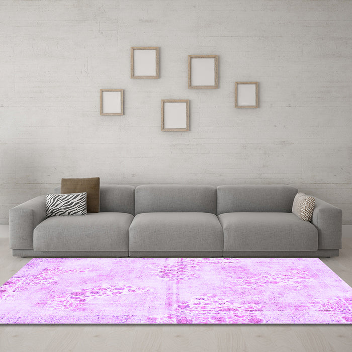 Machine Washable Abstract Purple Modern Area Rugs in a Living Room, wshabs1282pur