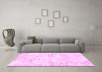 Machine Washable Abstract Pink Modern Rug, wshabs1282pnk