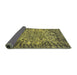 Sideview of Abstract Antique Bronze Green Modern Rug, abs1283