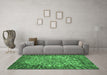 Machine Washable Abstract Emerald Green Modern Area Rugs in a Living Room,, wshabs1283emgrn