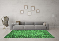 Machine Washable Abstract Emerald Green Modern Rug, wshabs1283emgrn