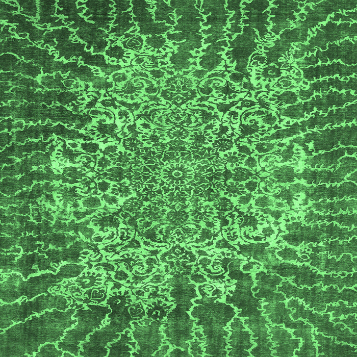 Square Machine Washable Abstract Emerald Green Modern Area Rugs, wshabs1283emgrn