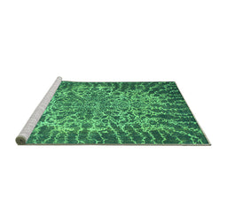 Sideview of Machine Washable Abstract Turquoise Modern Area Rugs, wshabs1283turq