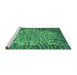 Sideview of Machine Washable Abstract Turquoise Modern Area Rugs, wshabs1283turq