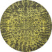 Round Abstract Antique Bronze Green Modern Rug, abs1283