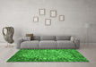 Machine Washable Abstract Green Modern Area Rugs in a Living Room,, wshabs1283grn