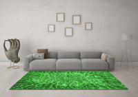 Machine Washable Abstract Green Modern Rug, wshabs1283grn