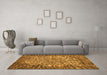 Machine Washable Abstract Orange Modern Area Rugs in a Living Room, wshabs1283org