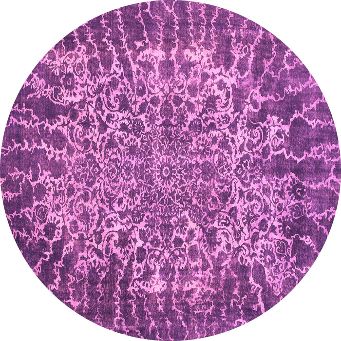 Round Machine Washable Abstract Purple Modern Area Rugs, wshabs1283pur