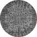 Round Machine Washable Abstract Gray Modern Rug, wshabs1283gry