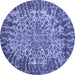 Round Machine Washable Abstract Blue Modern Rug, wshabs1283blu