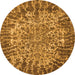 Round Machine Washable Abstract Orange Modern Area Rugs, wshabs1283org