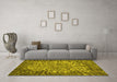 Machine Washable Abstract Yellow Modern Rug in a Living Room, wshabs1283yw