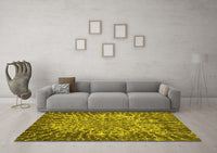 Machine Washable Abstract Yellow Modern Rug, wshabs1283yw