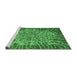 Sideview of Machine Washable Abstract Emerald Green Modern Area Rugs, wshabs1283emgrn