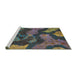 Sideview of Machine Washable Abstract Western Charcoal Gray Rug, wshabs1284