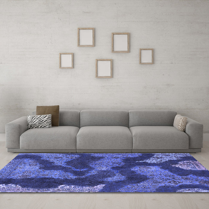 Machine Washable Abstract Blue Modern Rug in a Living Room, wshabs1284blu