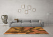 Machine Washable Abstract Orange Modern Area Rugs in a Living Room, wshabs1284org