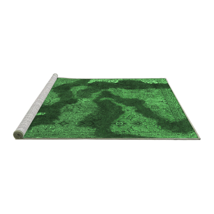 Sideview of Machine Washable Abstract Emerald Green Modern Area Rugs, wshabs1284emgrn