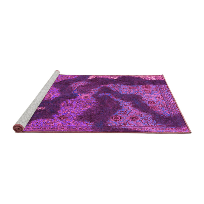 Sideview of Machine Washable Abstract Pink Modern Rug, wshabs1284pnk