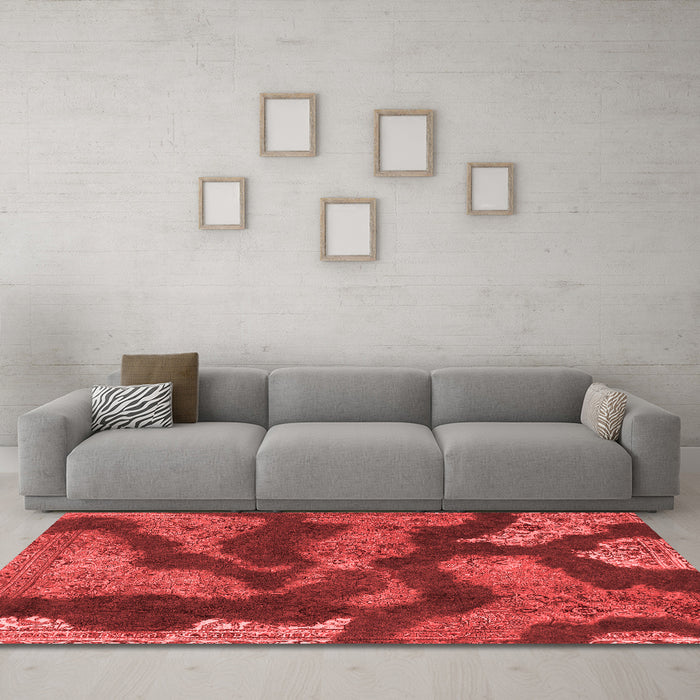 Modern Red Washable Rugs