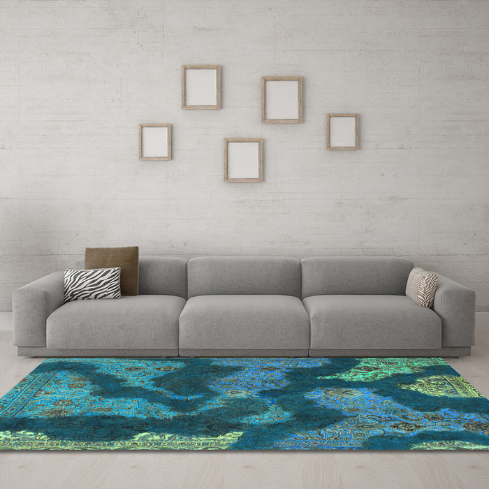 Machine Washable Abstract Light Blue Modern Rug in a Living Room, wshabs1284lblu