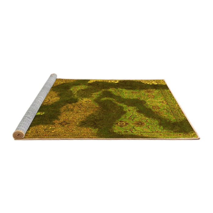 Sideview of Machine Washable Abstract Yellow Modern Rug, wshabs1284yw